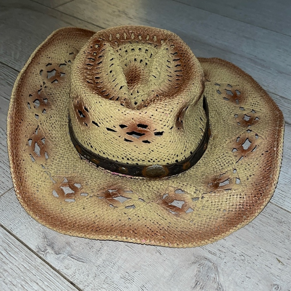 La Sierra Hat Rigid Woven Western Summer Beach Western Cowgirl Sunhat Sz L